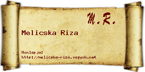 Melicska Riza névjegykártya